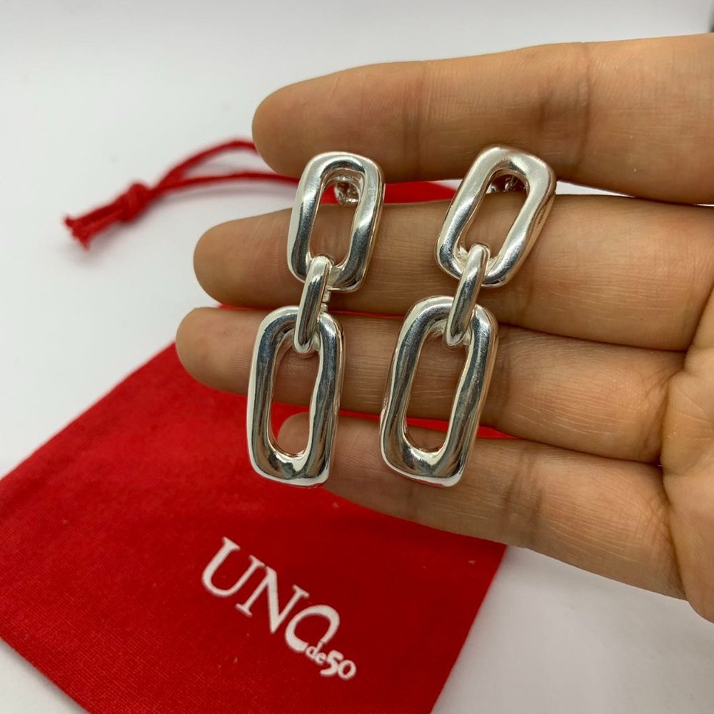 UNO de 50 Earrings DATE EARRINGS Silver Hoop Earrings Niche Jewelry Gift - Picture 8 of 9